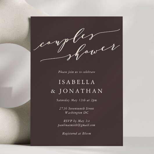 Invitation Minimalist Classic Fall Brown Couples Shower