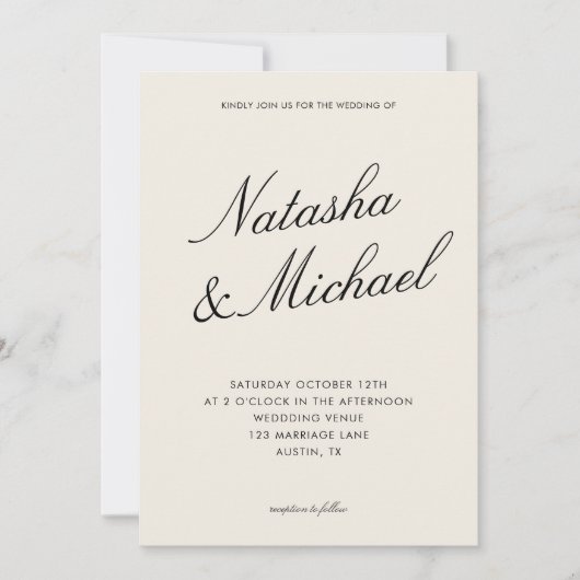 Invitation Minimalist Classy Black and Ivory Wedding (Devant)