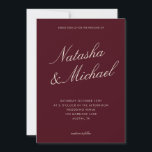 Invitation Minimalist Classy Burgundy Wedding<br><div class="desc">Create your own custom wedding invitations in a minimalist elegant style. Add your personalized details of your wedding day in modern typography with names in classic script design.</div>