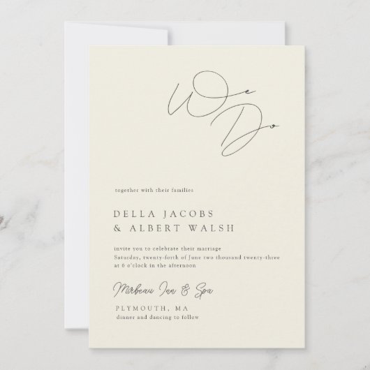 Invitation Minimalist Classy Calligraphy Ivory Wedding (Devant)