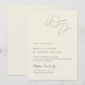 Invitation Minimalist Classy Calligraphy Ivory Wedding (Devant / Derrière)