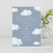 Invitation Minimalist Cloud Nine Baby Shower Party (Debout devant)