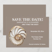 Invitation Minimalist Conch Shell Save The Date Card (Devant / Derrière)