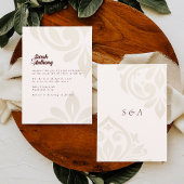 Invitation Minimalist Cream Burgundy Elegant Damask Wedding