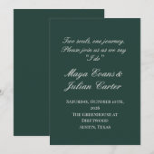 Invitation  Minimalist Deep Emerald & Warm White Wedding  (Devant / Derrière)
