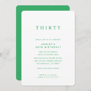 Invitation MINIMALIST design anniversaire chic moderne kelly