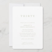 Invitation MINIMALIST design anniversaire chic moderne sauge (Devant)