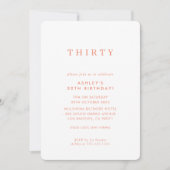 Invitation MINIMALIST design anniversaire chic orange moderne (Devant)