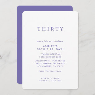 Invitation MINIMALIST design anniversaire chic violet moderne