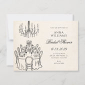Invitation Minimalist dinner table bridal shower (Devant)