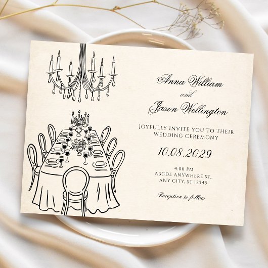 Invitation Minimalist dinner table wedding