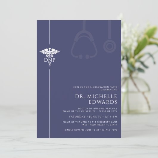 Invitation Minimalist DNP Doctor of Nursing Practice Graduate (Debout devant)