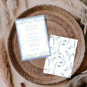 Invitation Minimalist Dusty Blue Chinoiserie Floral Wedding