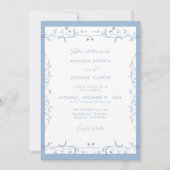 Invitation Minimalist Dusty Blue Chinoiserie Floral Wedding (Devant)