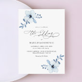 Invitation Minimalist Dusty Blue Floral Boho Wedding