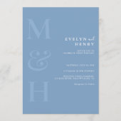 Invitation Minimalist Dusty Blue Monogram Simple Wedding (Devant)