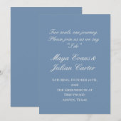 Invitation  Minimalist Dusty Blue & Warm White Wedding  (Devant / Derrière)