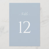 Invitation Minimalist Dusty Blue Wedding Table Number Sign (Devant)