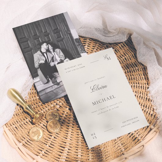 Invitation Minimalist Editorial Photo Spanish Wedding