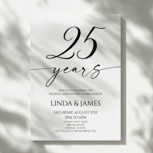 Invitation Minimalist Elegant 25th Wedding Anniversary
