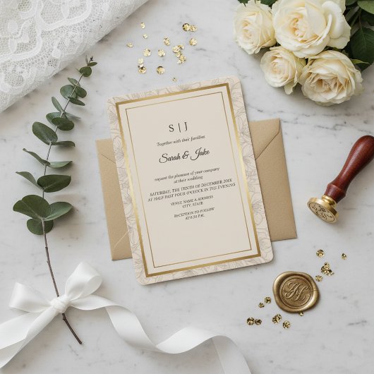 Invitation Minimalist Elegant Gold Frame Wedding