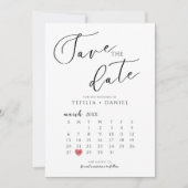 Invitation Minimalist Elegant Save The Date Calendar  (Devant)