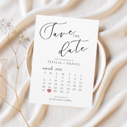Invitation Minimalist Elegant Save The Date Calendar 