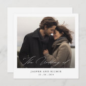 Invitation Minimalist Elegant Script Photo Square Wedding (Devant / Derrière)