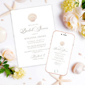 Invitation Minimalist Elegant Sea Shell Beach Bridal Shower