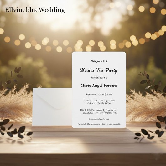 Invitation Minimalist Elegant Typography Bridal Tea Party