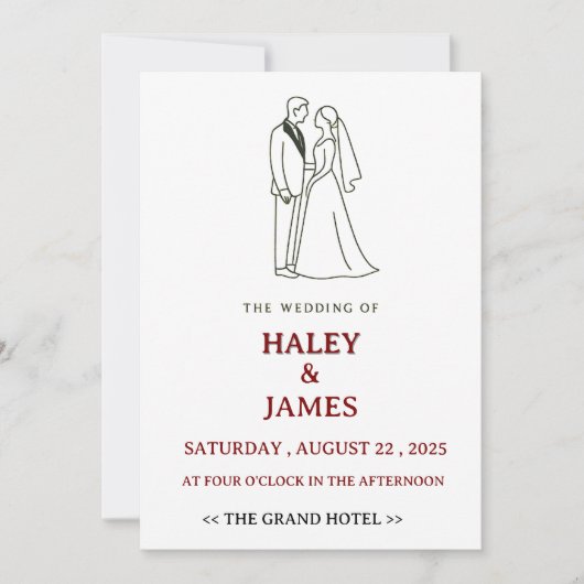 Invitation Minimalist Elegant Wedding  (Devant)