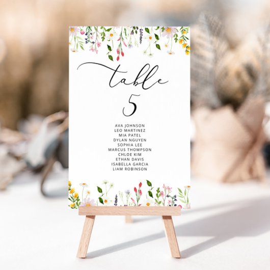 Invitation Minimalist elegant Wildflower Seating Chart card