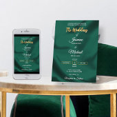 Invitation Minimalist Emerald and Gold Foil Script Wedding 