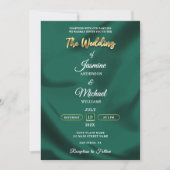 Invitation Minimalist Emerald and Gold Foil Script Wedding (Devant)