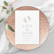 Minimalist Floral Monogram Save the Date Card