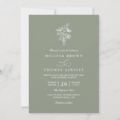 Invitation Minimalist Floral Sage Green Chic QR Code Wedding (Devant)