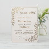 Invitation Minimalist Floral Wedding Design with Gold Leaf (Debout devant)