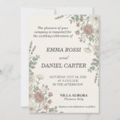 Invitation Minimalist Floreal Cream All In One Wedding  (Devant)