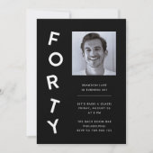 Invitation Minimalist Forty Black + White 40th Birthday Party (Devant)
