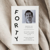 Invitation Minimalist Forty Black + White 40th Birthday Party