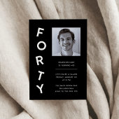Invitation Minimalist Forty Black + White 40th Birthday Party