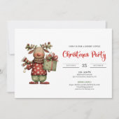 Invitation Minimalist Funny Reindeer trendy festive invite (Devant)