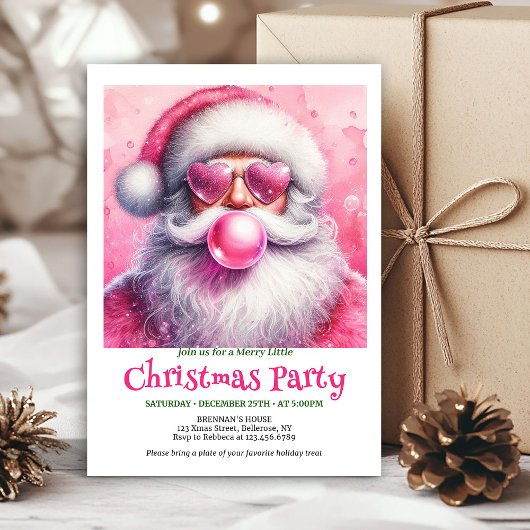 Invitation Minimalist Funny Santa Heart Glasses Christmas