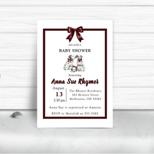 Invitation Minimalist Gender Neutral Chic Dalmation Invite