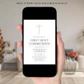 Invitation Minimalist Gold Cross First Holy Communion