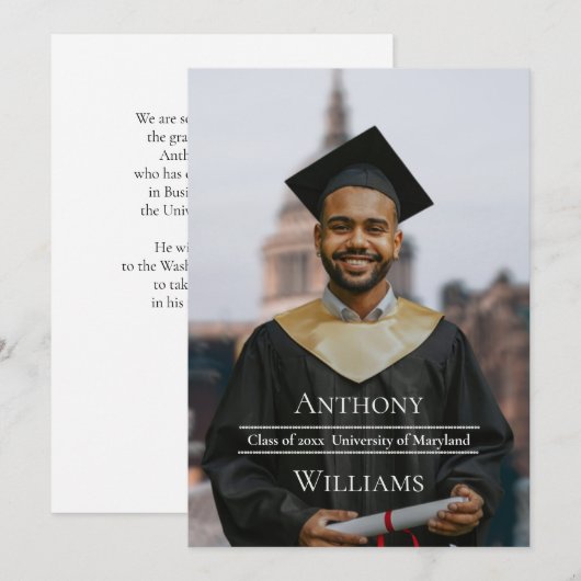 Invitation Minimalist Graduation Photo Announcement (Devant / Derrière)