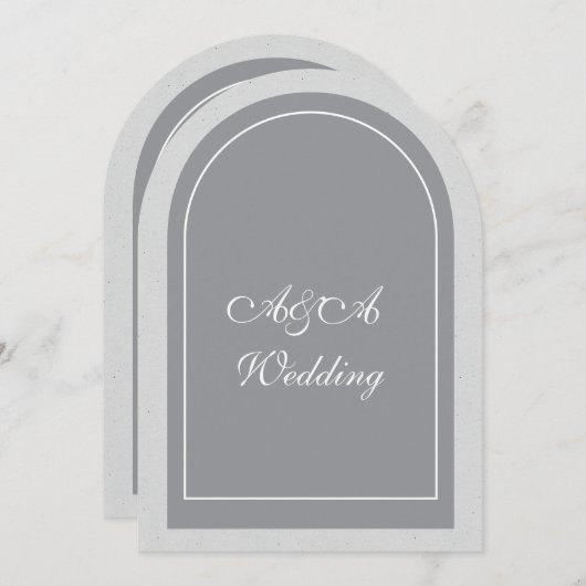 Invitation Minimalist Gray and Light Gray Arch Wedding (Devant / Derrière)