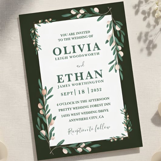 Invitation Minimalist Green Modern Simple Typography Wedding 