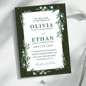 Invitation Minimalist Green Modern Simple Typography Wedding 