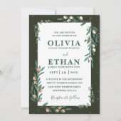 Invitation Minimalist Green Modern Simple Typography Wedding  (Devant)